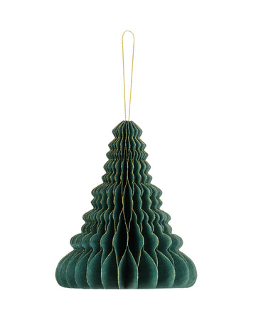 Méhsejt papír karácsonyfadísz 15 cm zöld és arany