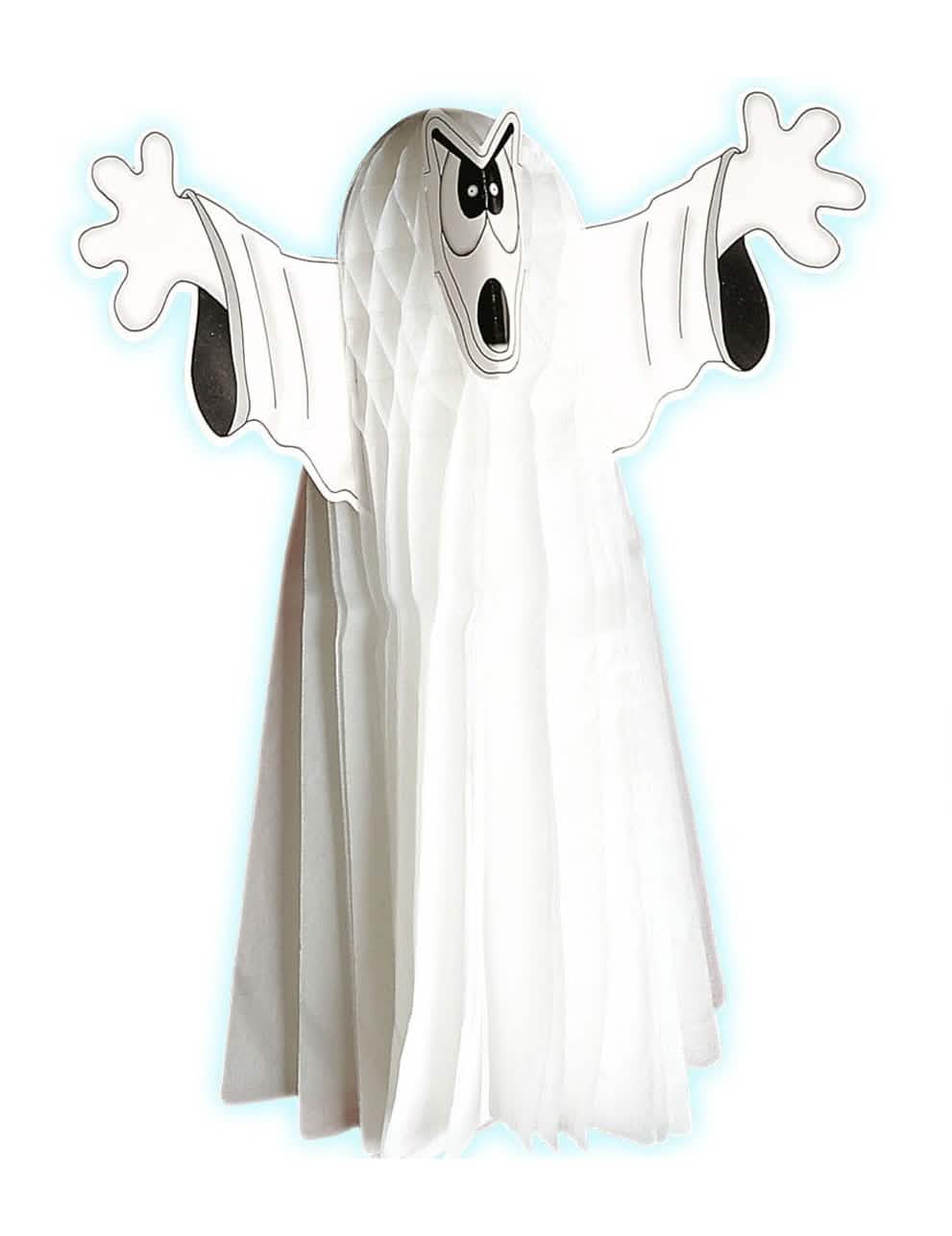 Foszforeszkáló szellem halloweenre fehér papír méhsejt dekoráció