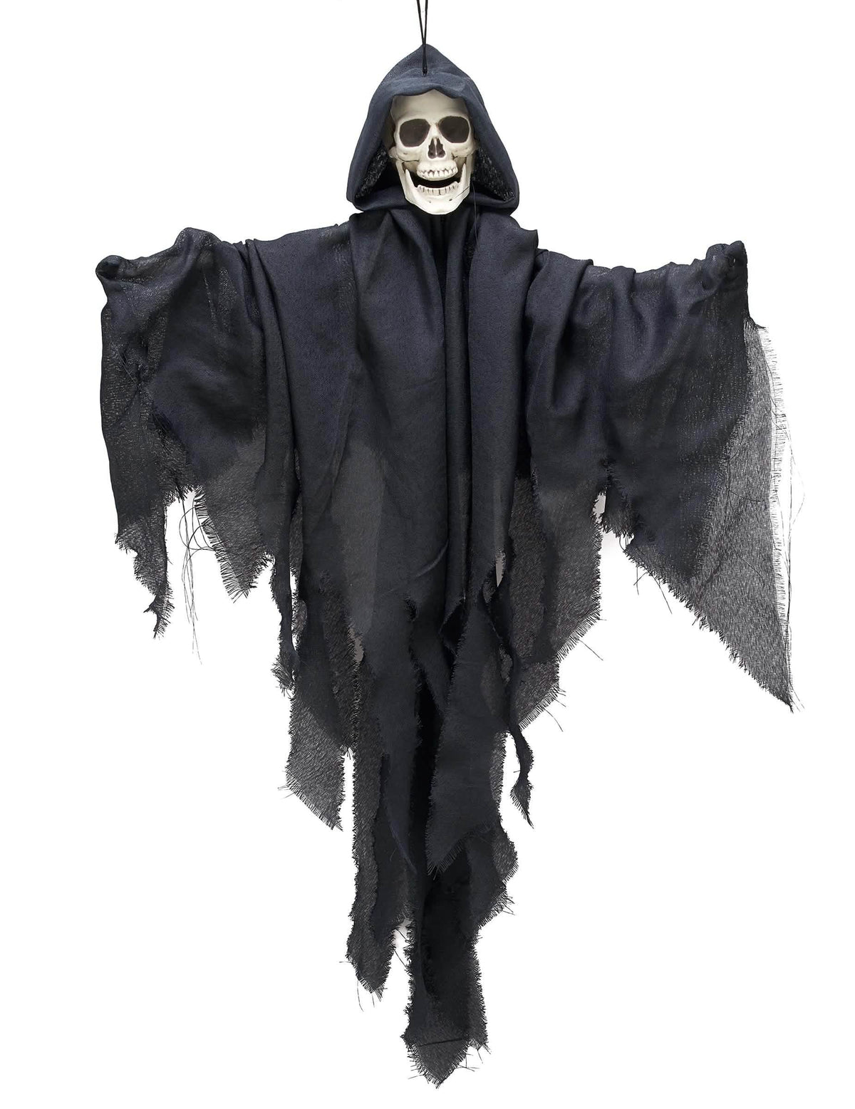 Fekete, függeszthető kaszás halloween dekoráció