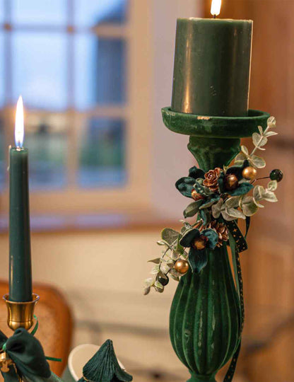 Décoration florale Élégance vert foncé et or 23 cm