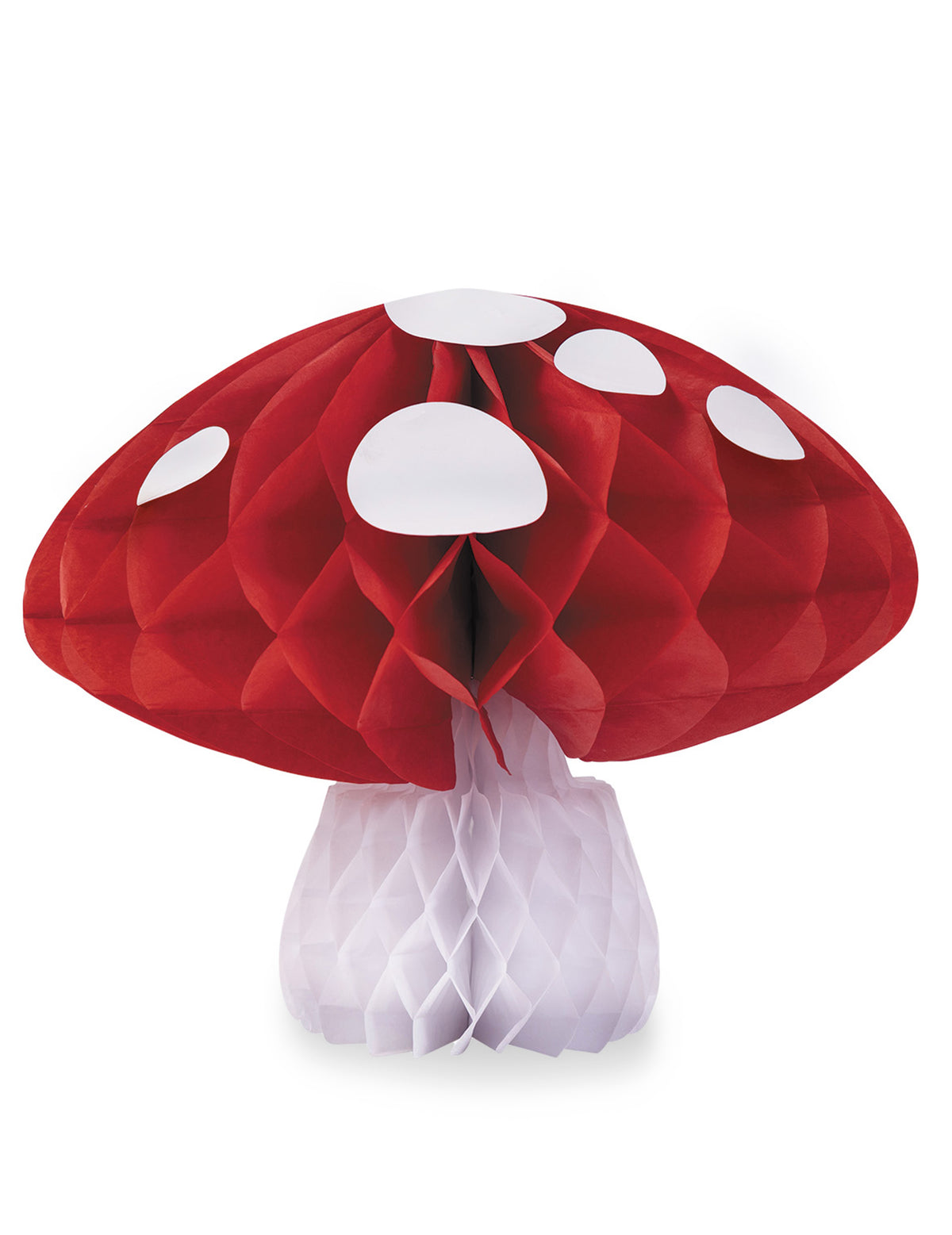 Décoration champignon alvéolé pour fête rouge et blanc