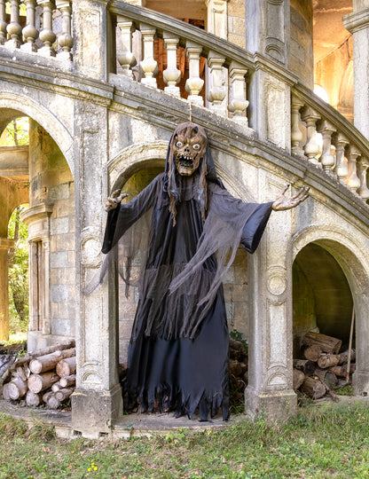 Óriás halloweeni dekoráció: függő boszorkány/zombi, 3,50 m