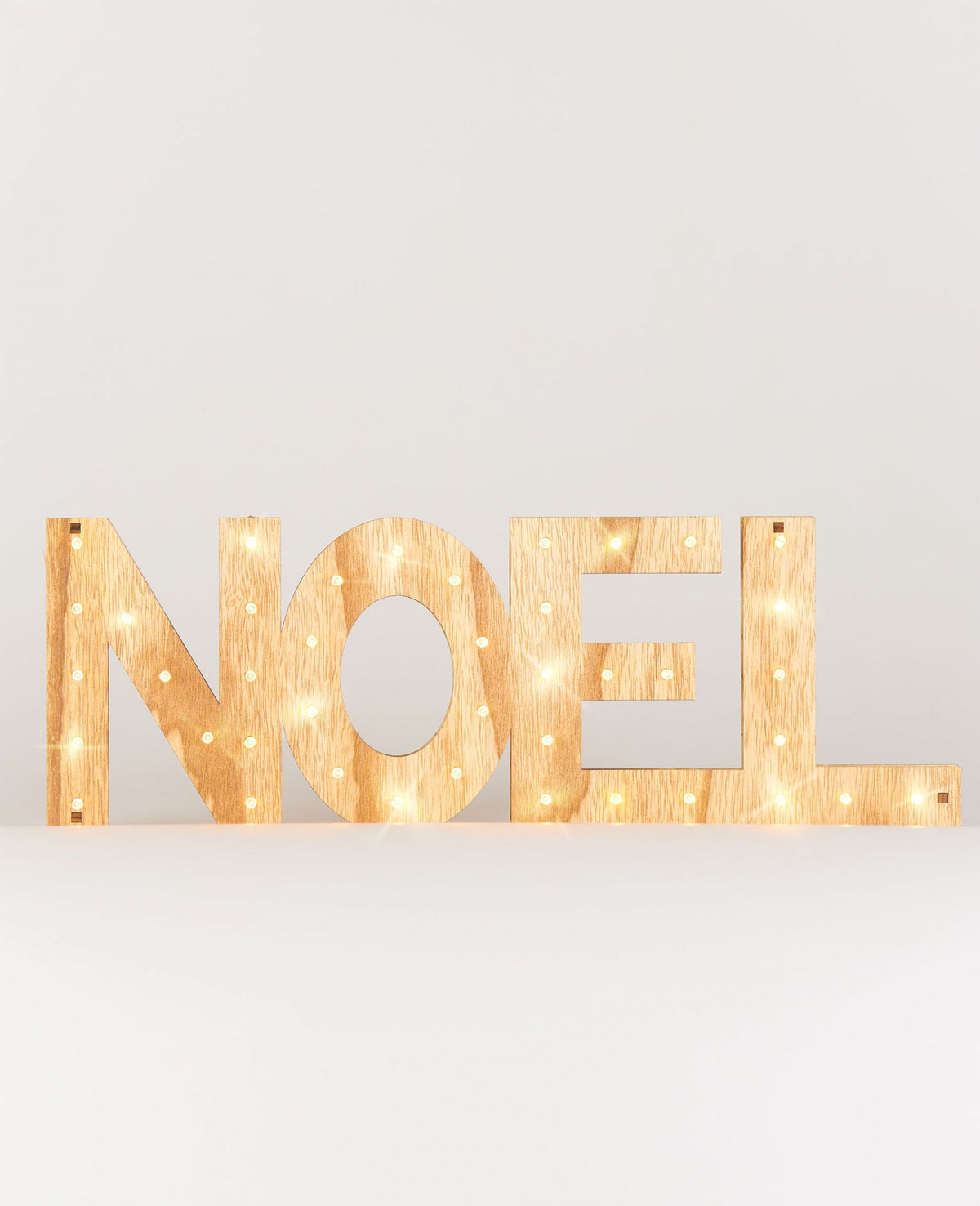 Décoration lettres lumineuses Noël en bois blanc chaud avec 41 LED