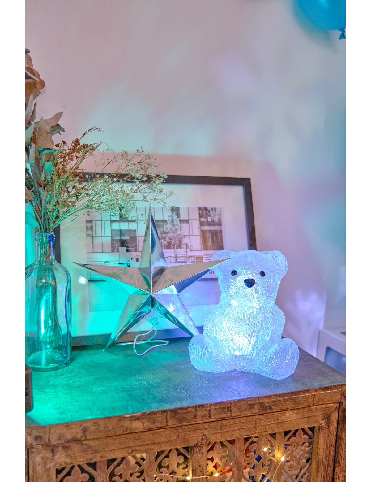 Mise en situation de la décoration lumineuse ours polaire