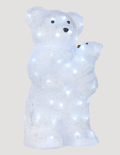 Décoration lumineuse ours polaire avec bébé blanc avec 56 LED
