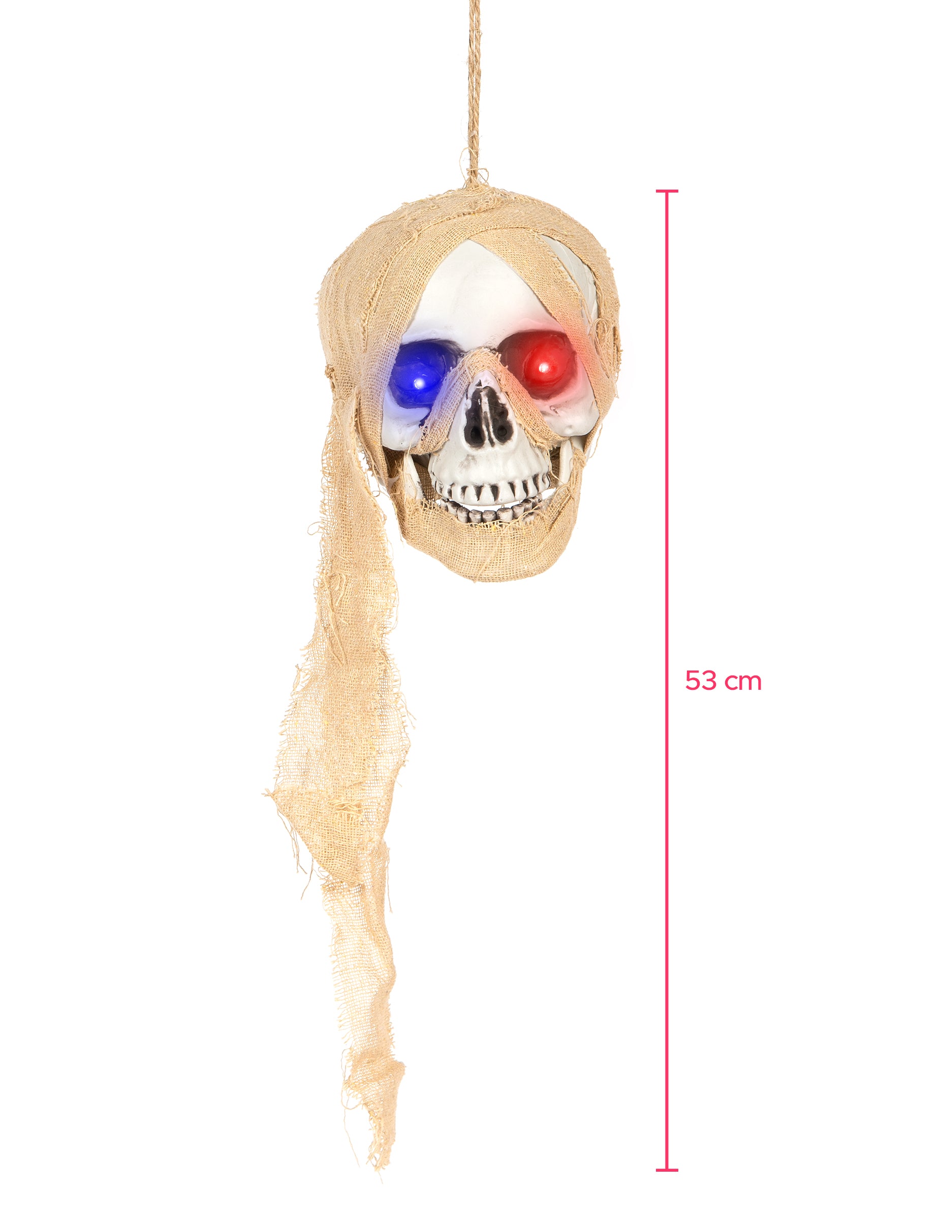 Dimensions de la décoration lumineuse tête de mort pirate à suspendre