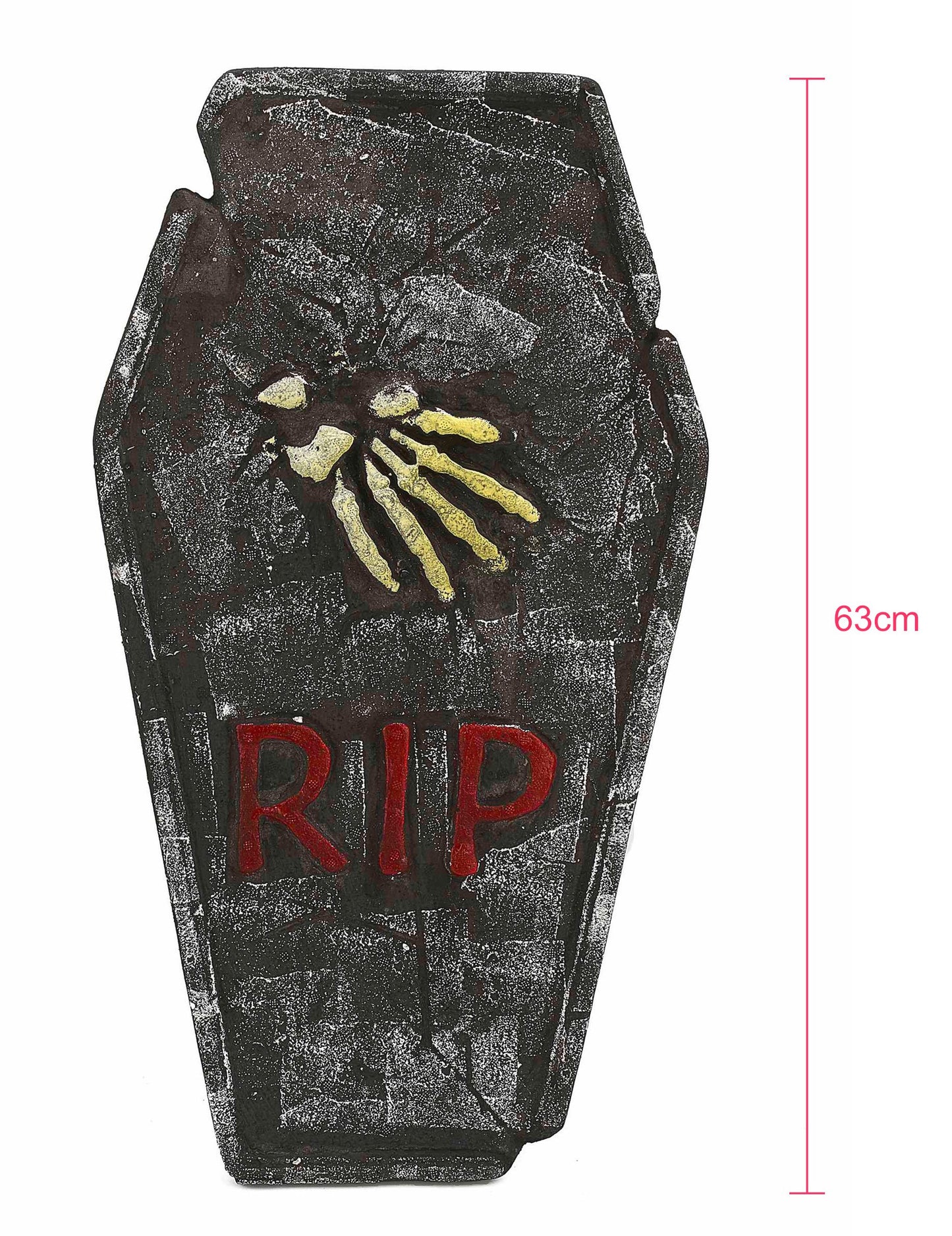 Vue de face avec mesure de la hauteur de la décoration pierre tombale Halloween