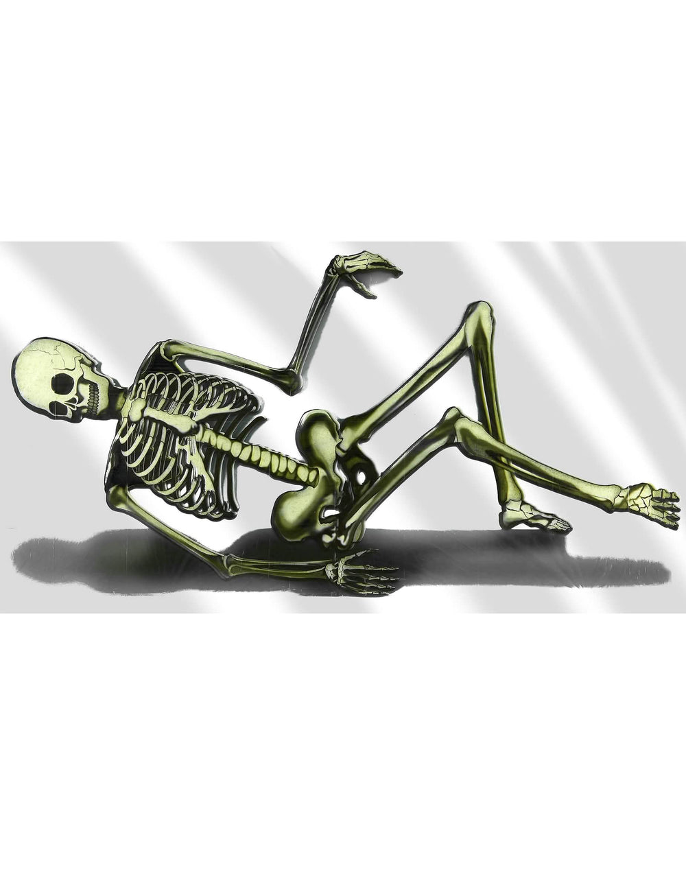 Műanyag csontváz dekoráció kanapéra halloweenre fehér és zöld