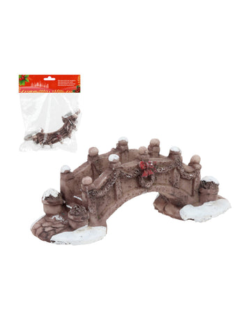 Karácsonyi falusi híddísz 14 x 10 cm gyanta