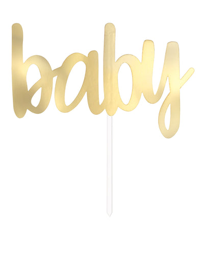 Décoration pour gâteau baby pour baby shower doré métallisé