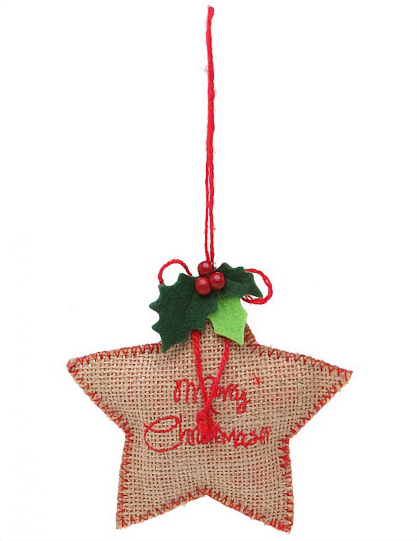 Csillag alakú textil függeszték 13 cm Boldog Karácsonyt!