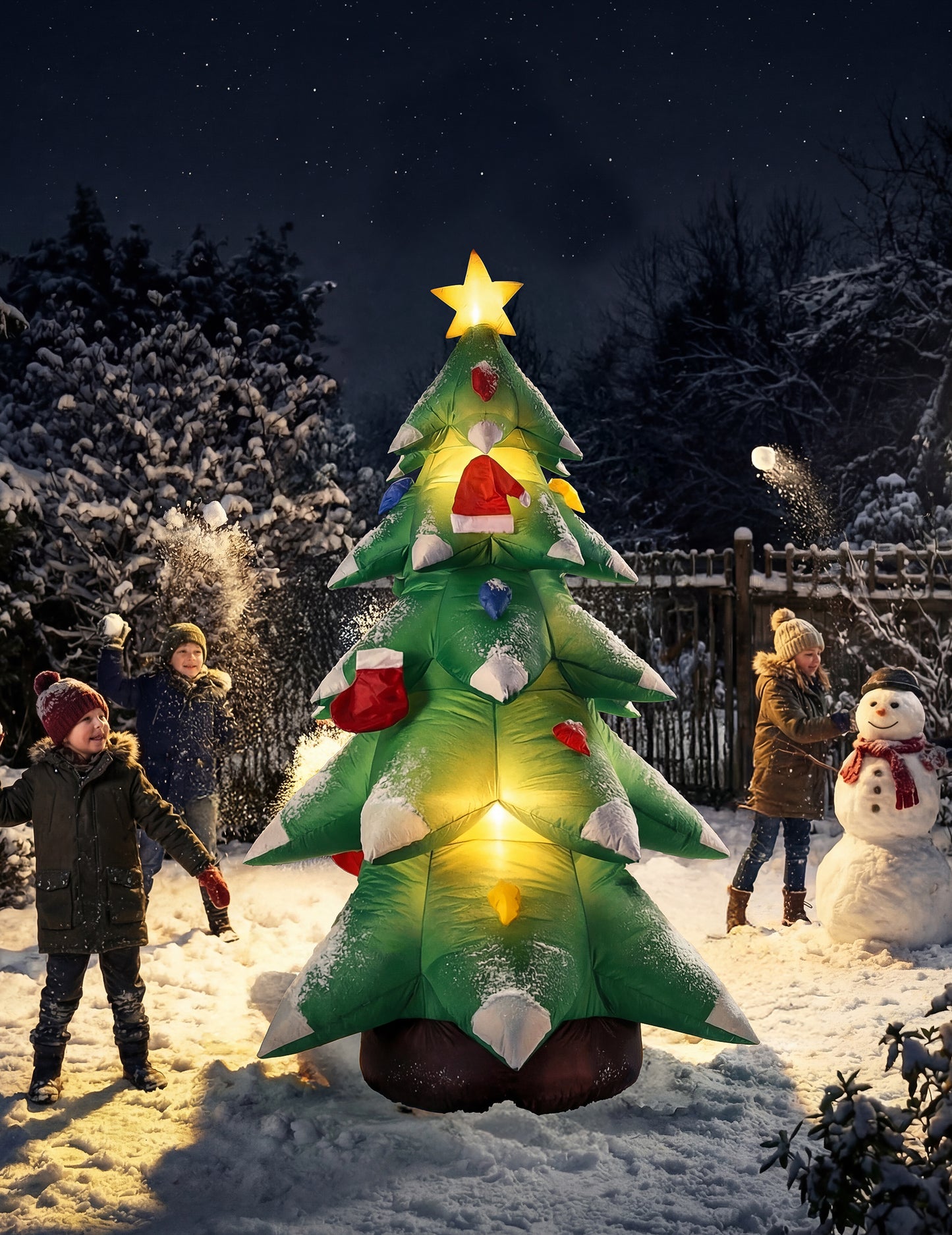 Felfújható és világító karácsonyfa dekoráció 183 cm 