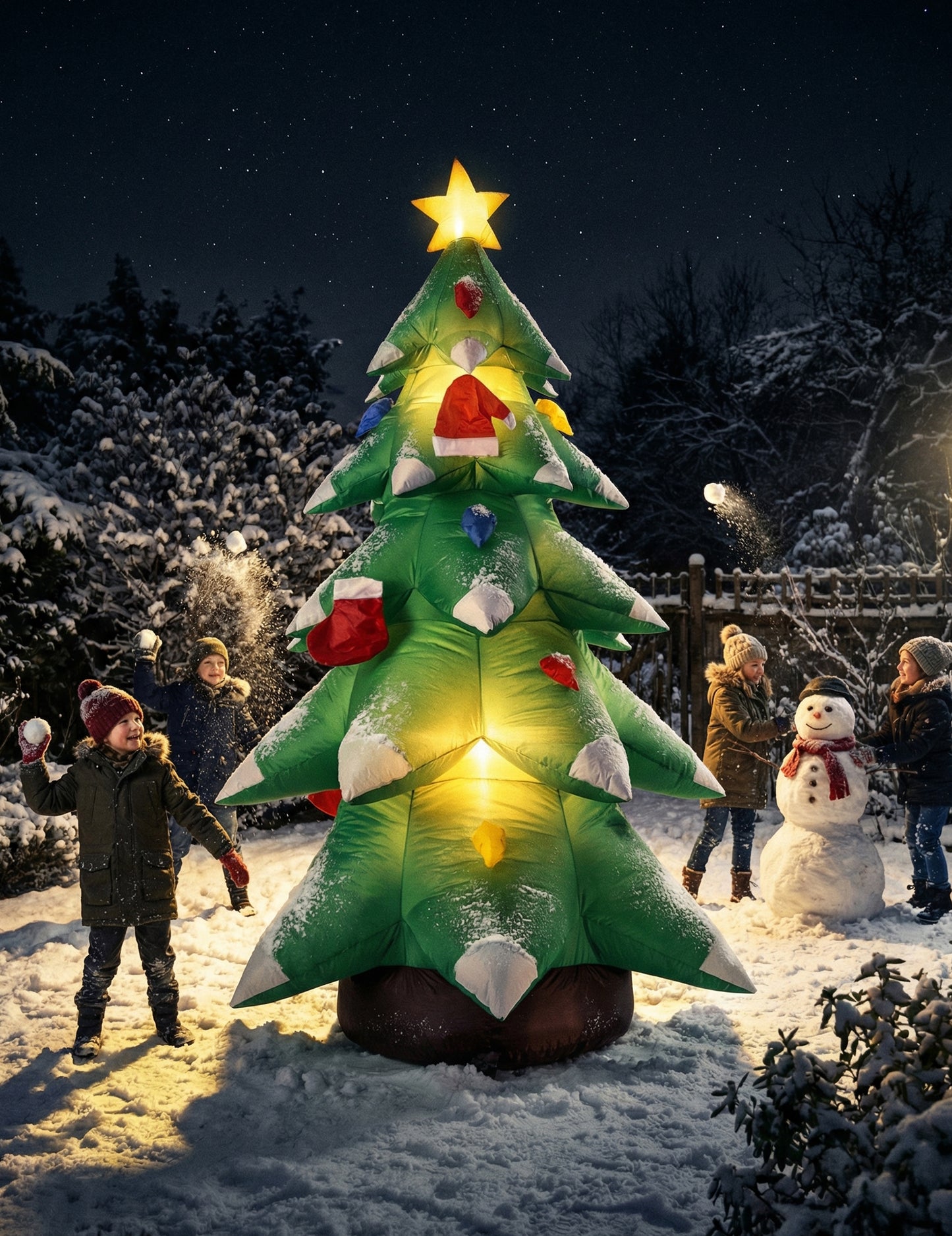 Felfújható és világító karácsonyfa dekoráció 183 cm 