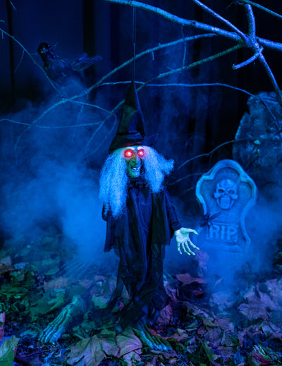 Világító és értelmes animált boszorkány dekoráció Halloween