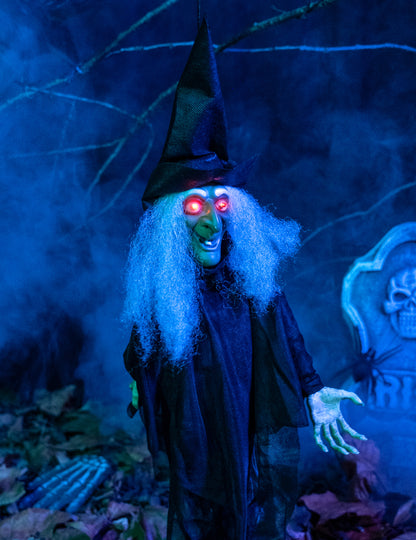 Világító és értelmes animált boszorkány dekoráció Halloween