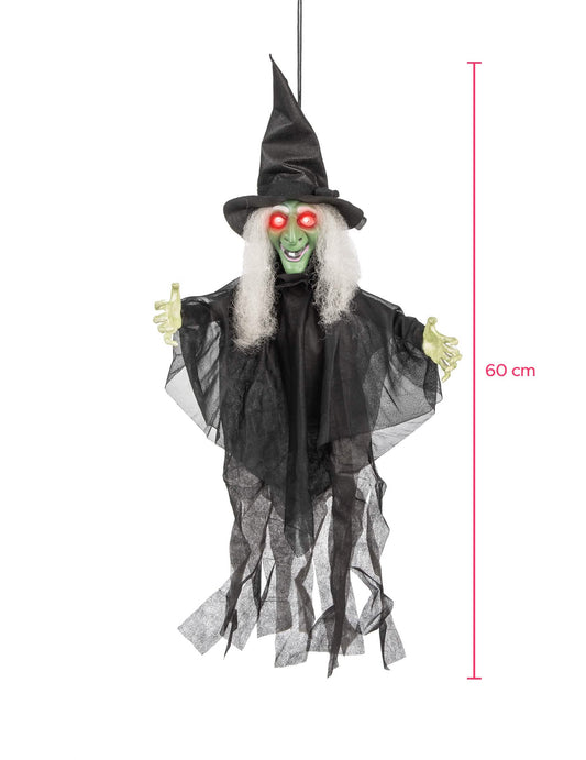 Méretek a világító és beszélő animált halloween boszorkánydekorációhoz