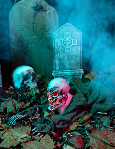 Világító és hangos animált csontváz dekoráció Halloween