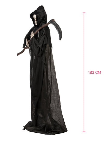 Vue de profil de la décoration sur pied Faucheuse pour Halloween