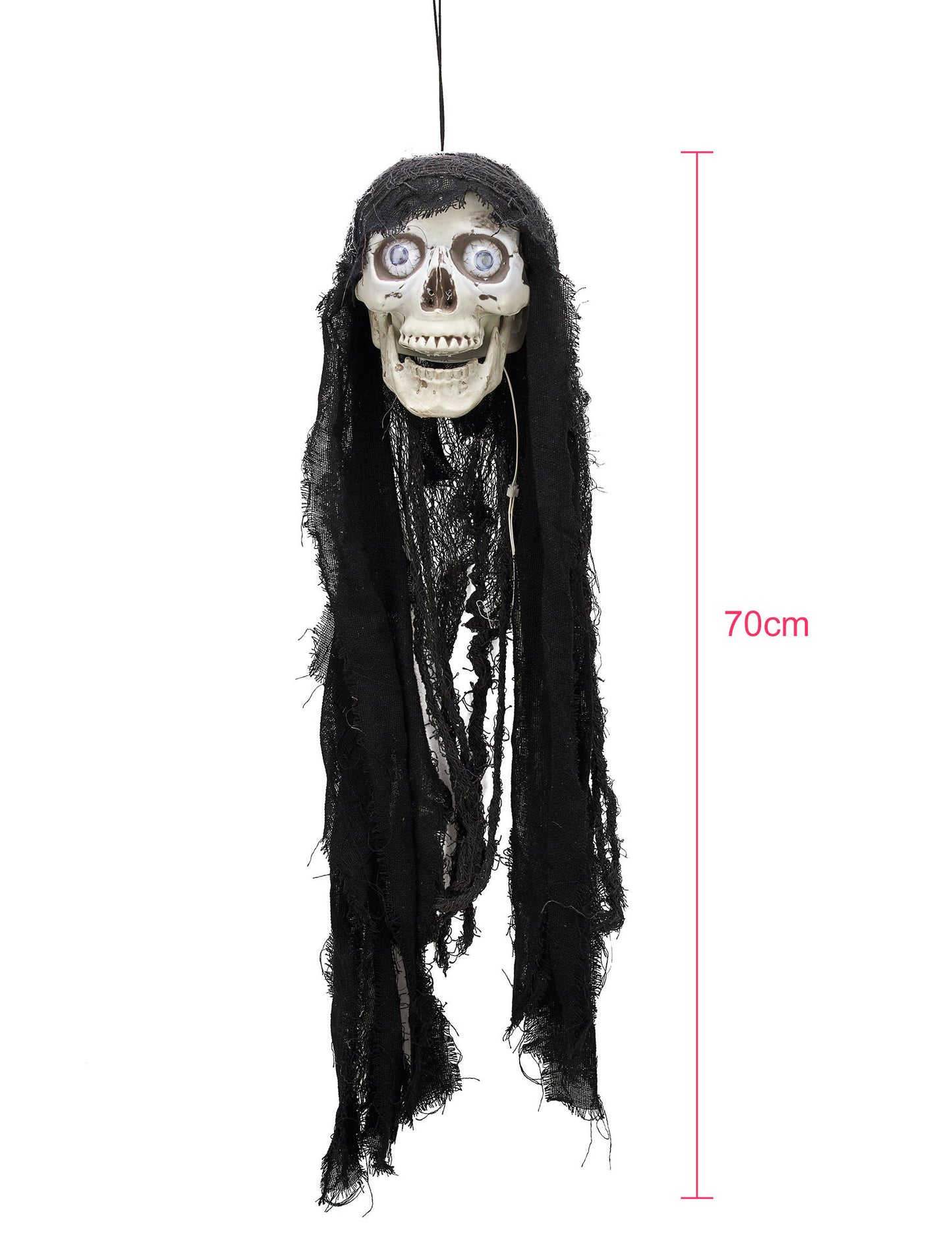 Világító és hangos animált koponya dekoráció 70 cm