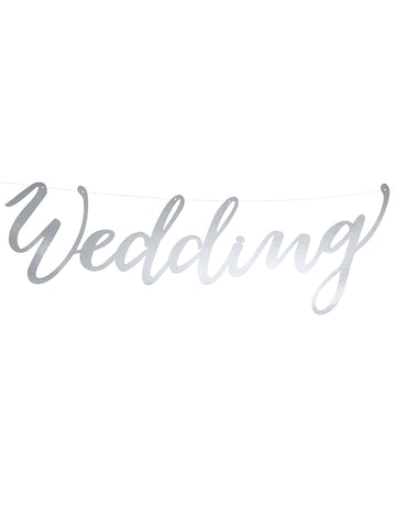 Ezüst esküvői girland 45 x 12 cm kartonból 
