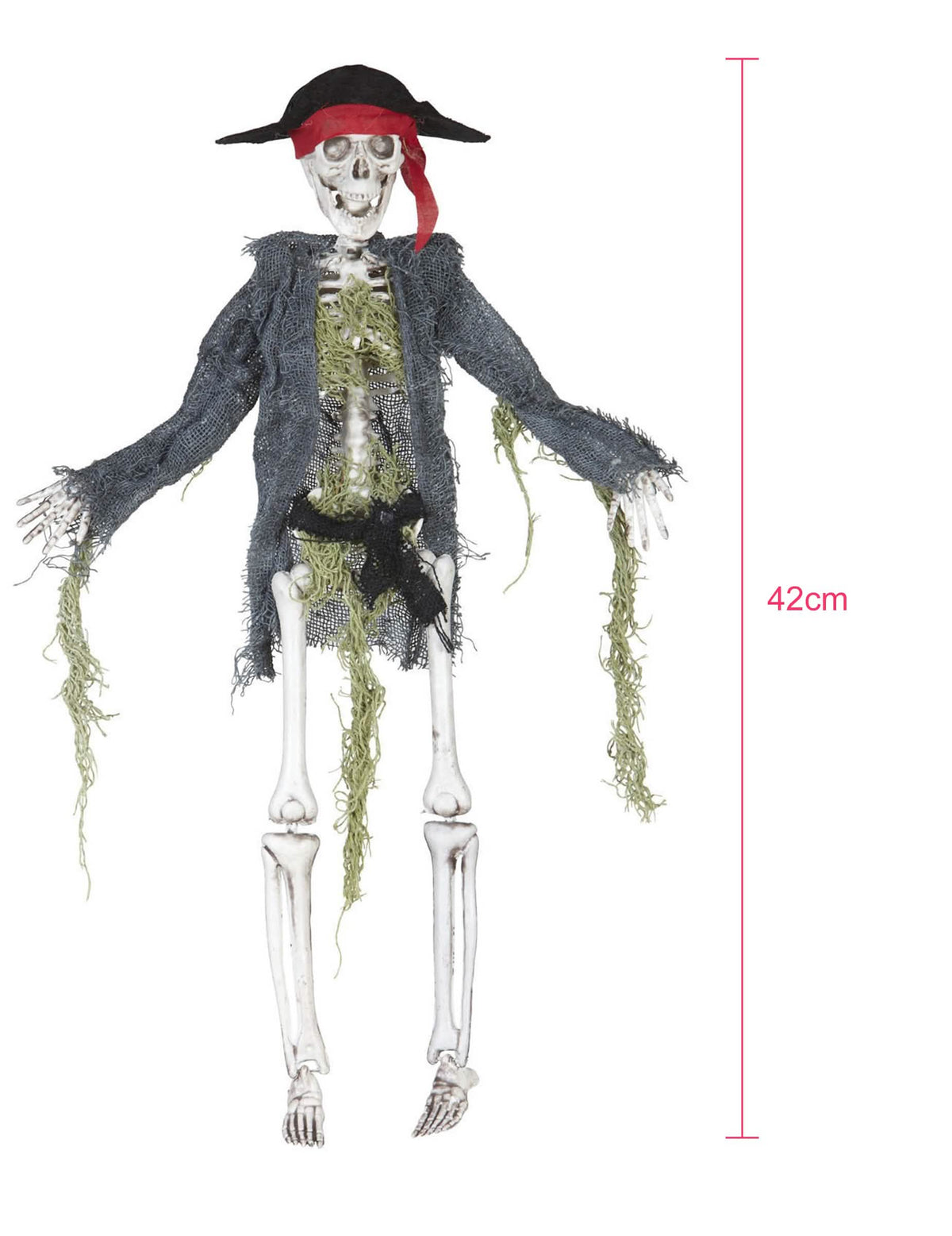 A halloweeni zombi kalóz dekoráció méretei és magassága