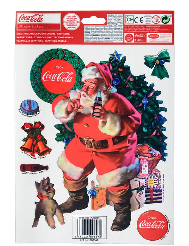 Coca-Cola télapó ablakdíszítő matricák részletei