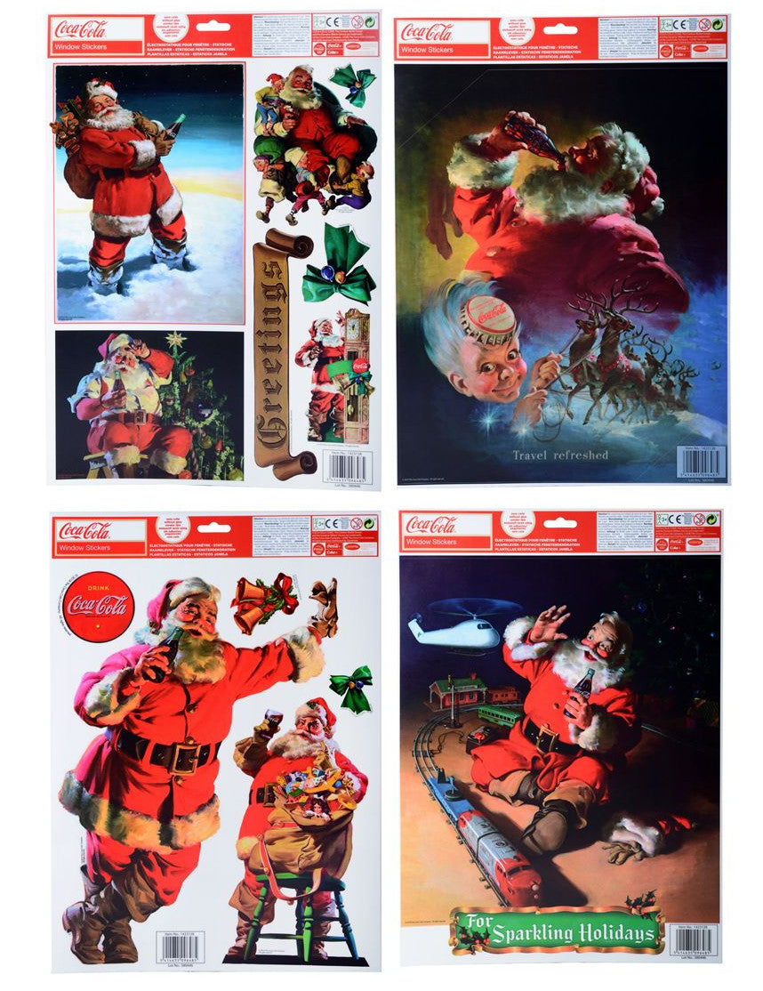 Décorations pour fenêtres Coca-Cola Père Noël pour Noël rouge et blanc vintage