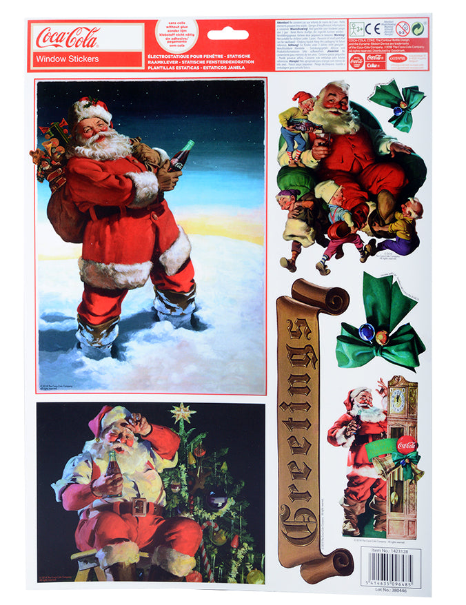 Vue d'ensemble de la planche de décorations pour fenêtres Coca-Cola™ et Père Noël