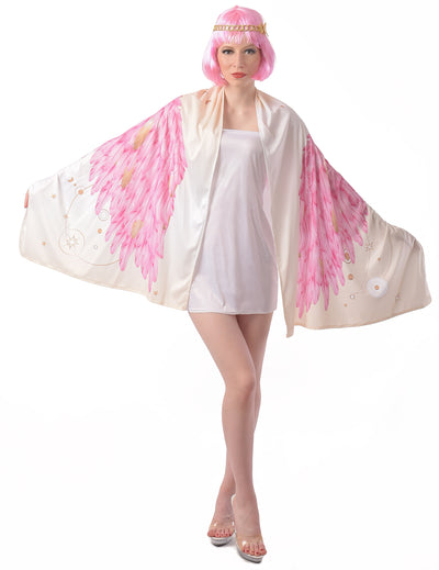 Déguisement poncho ailes d'ange pour femme rose