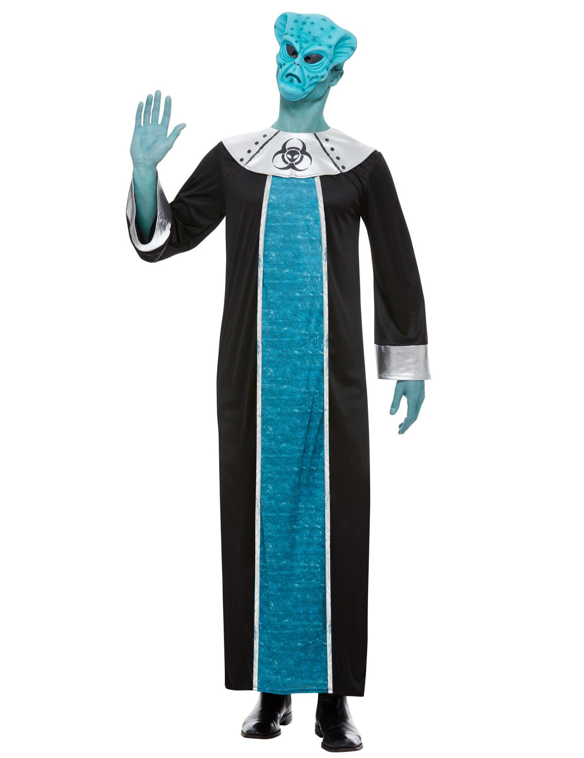 Déguisement alien pour homme bleu et noir avec masque