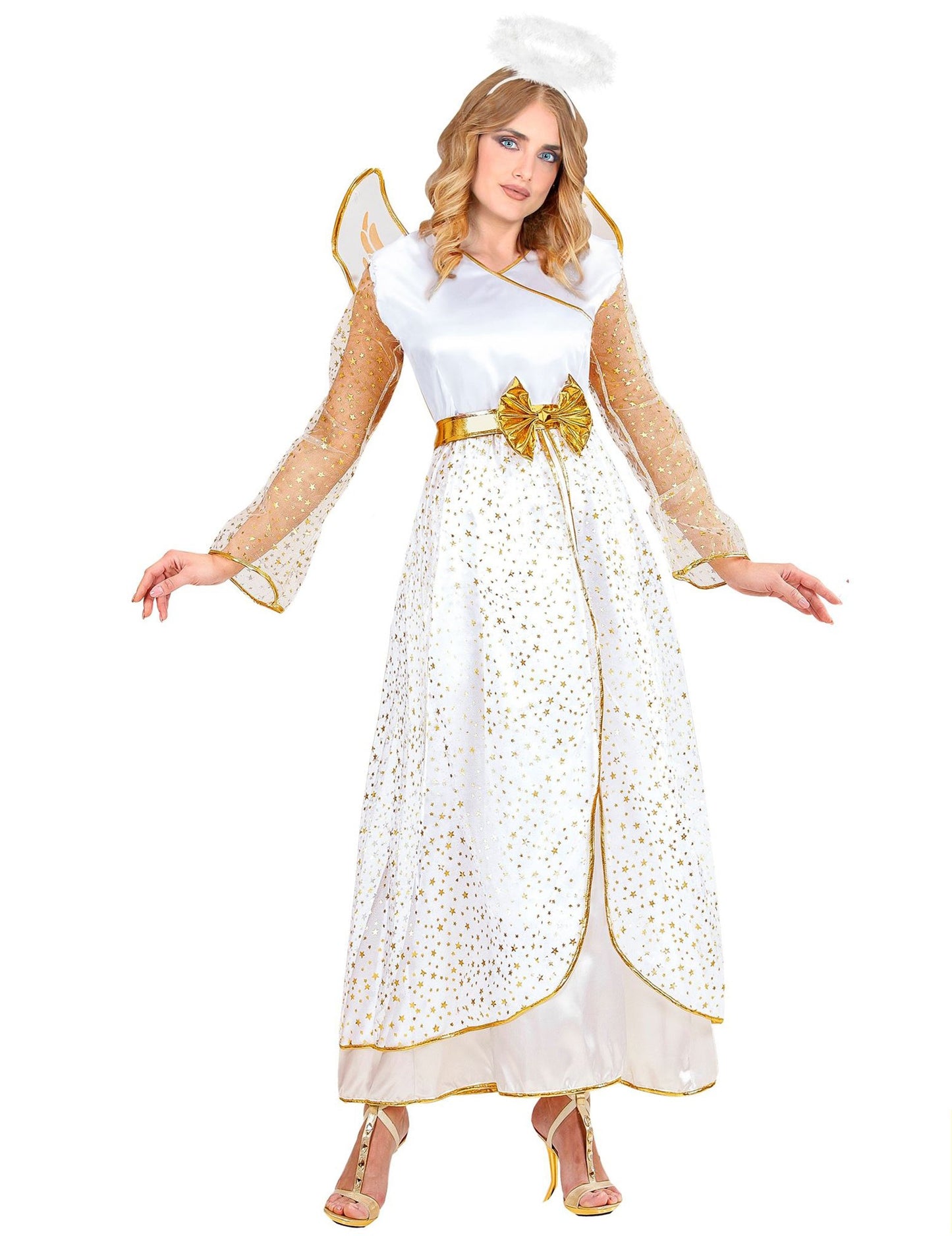Női fehér és arany angyal jelmez
