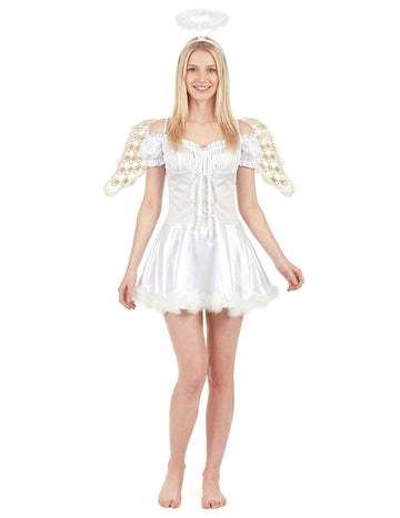 Szexi fehér angyal jelmez nő