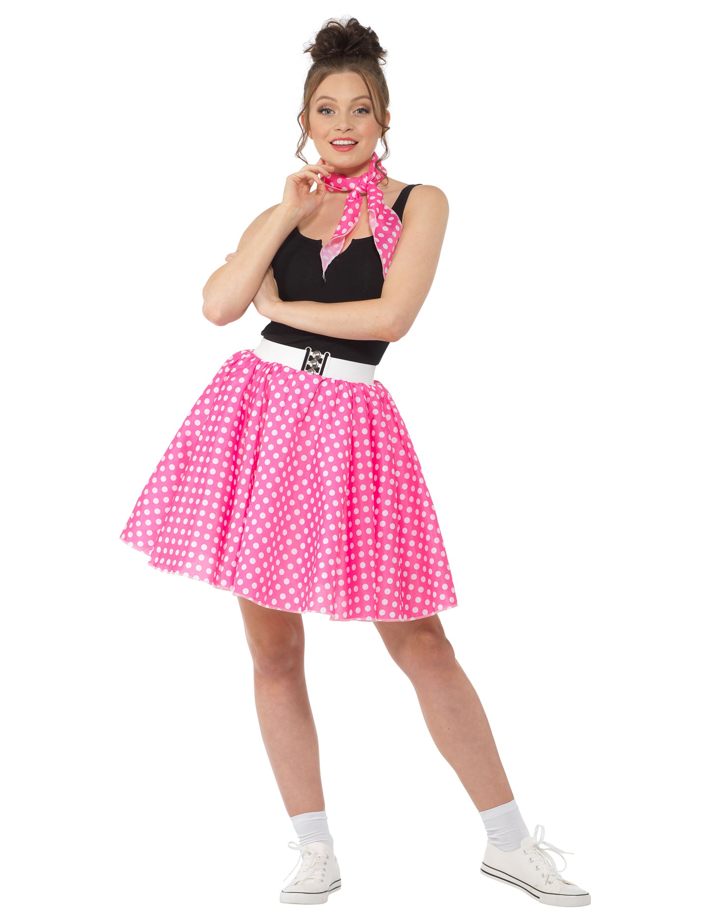 Az 1950 -es évek álruhája rózsaszín női borsóval