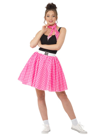 Az 1950 -es évek álruhája rózsaszín női borsóval