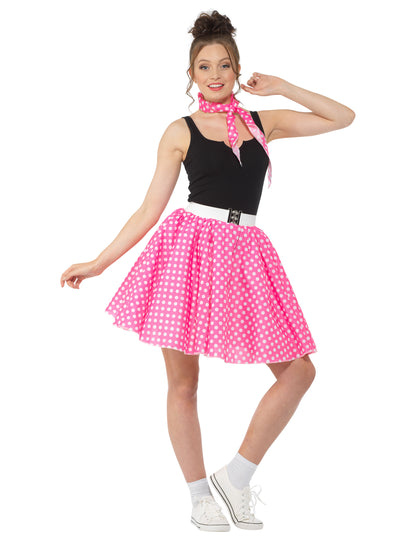 Az 1950 -es évek álruhája rózsaszín női borsóval