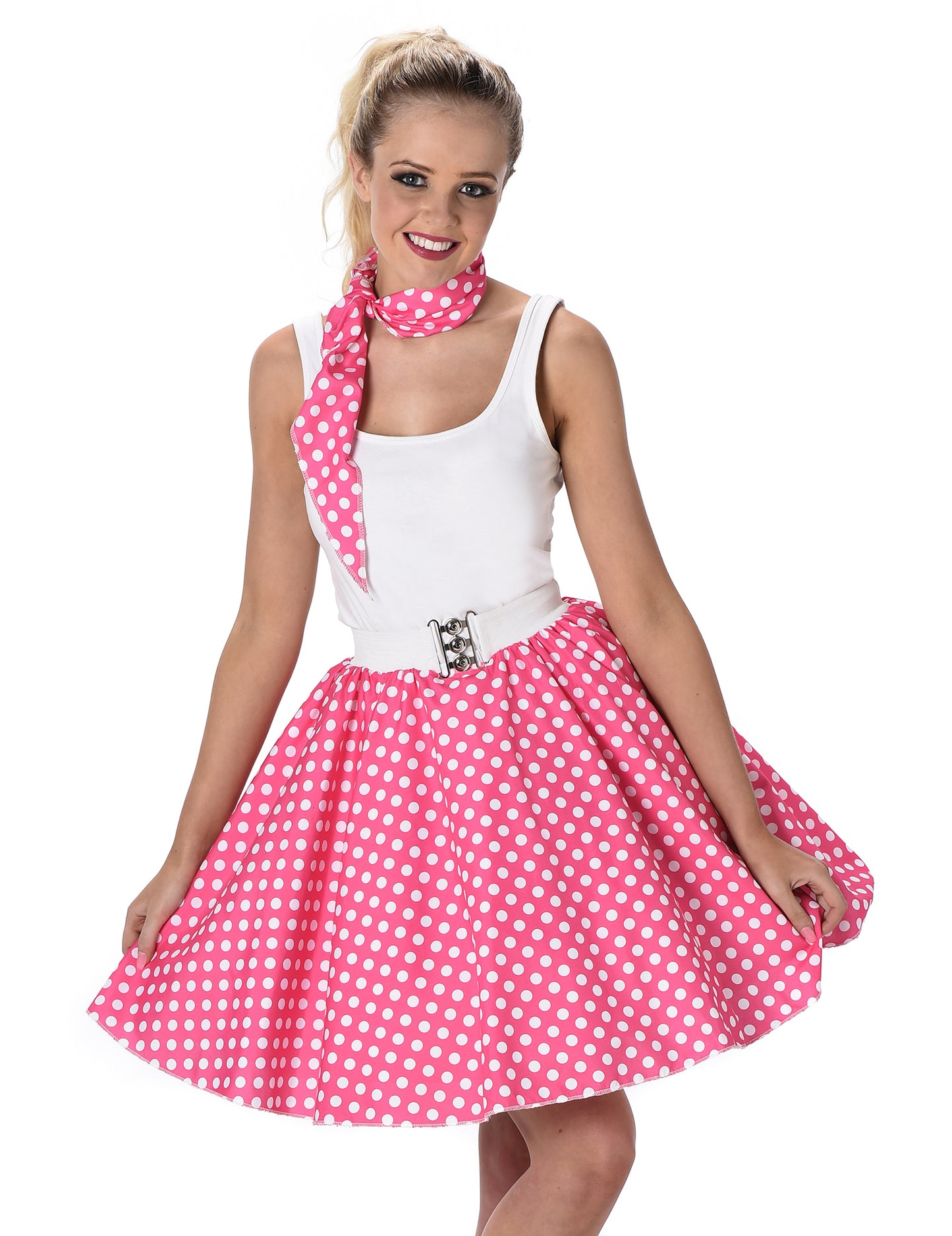 Az 1950 -es évek álruhája rózsaszín női borsóval