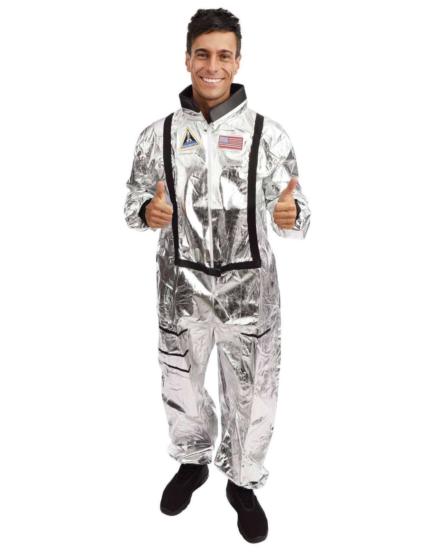 Vue de face sans le casque du déguisement d'astronaute pour homme adulte