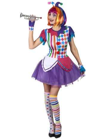 Harlequin jelmez színes pompoms nő
