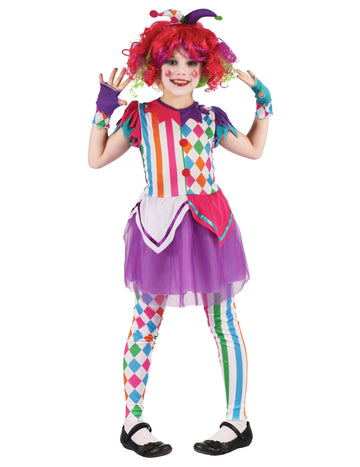 Lány színes arlequine álruhás