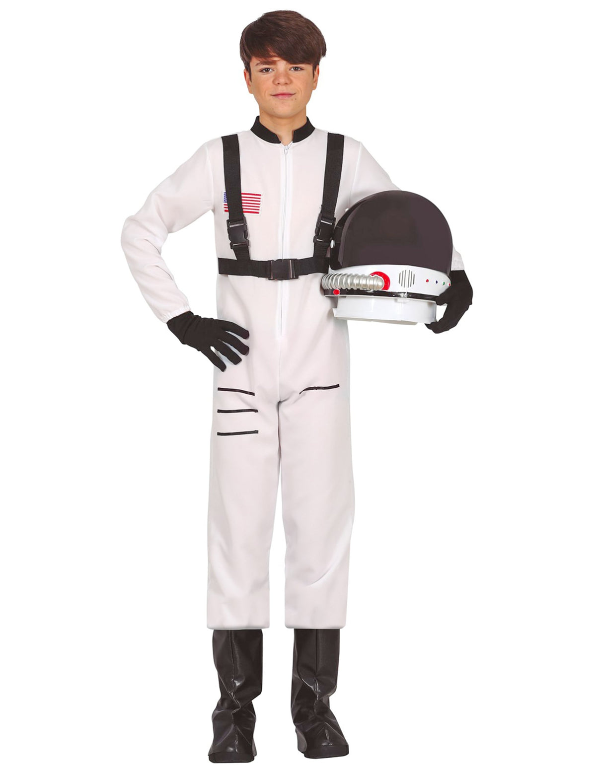 Déguisement d'astronaute pour adolescent blanc avec sangles noires et casque