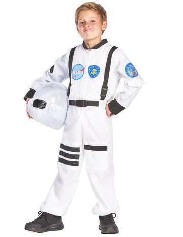 Déguisement astronaute pour enfant blanc avec casque et écussons NASA