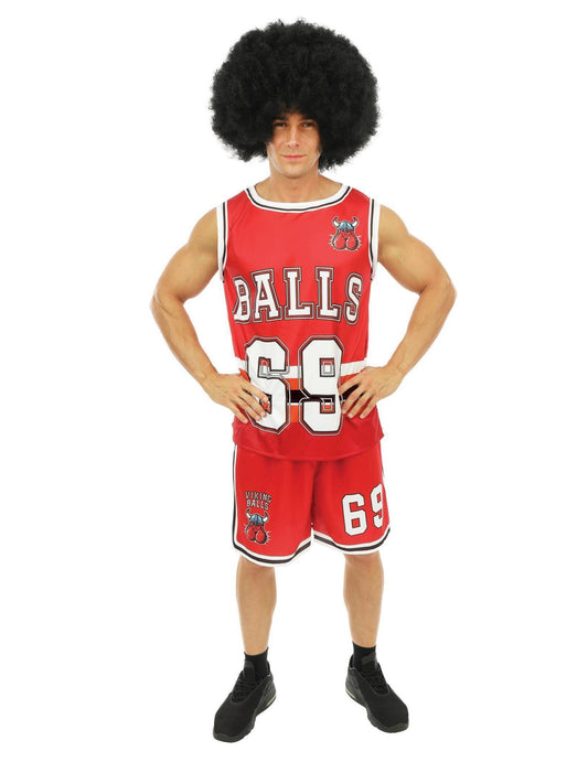 Vue de face du déguisement de basketteur pour adulte