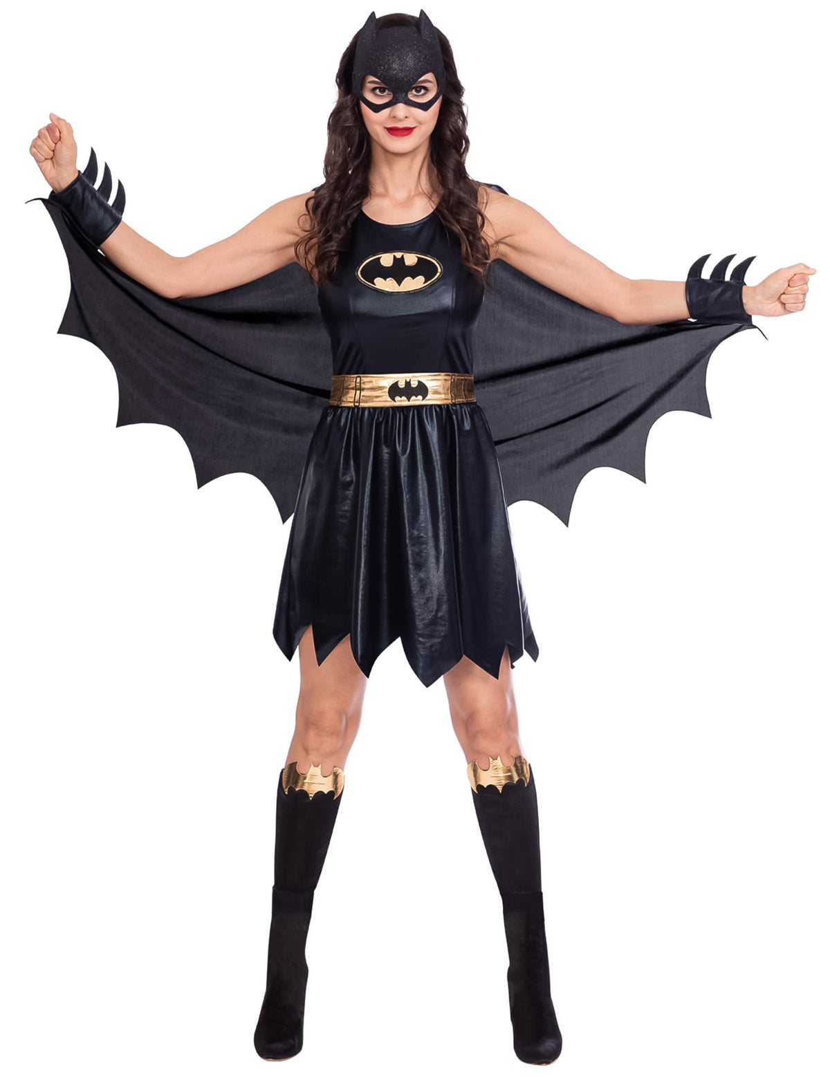 Déguisement Batgirl™ classique pour femme noir et doré avec cape et masque