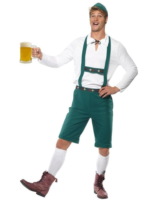 Déguisement bavarois pour homme vert avec chapeau