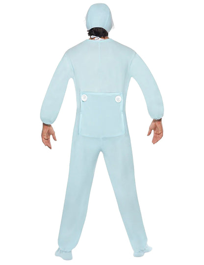 Vue de dos du déguisement de bébé pour homme bleu clair