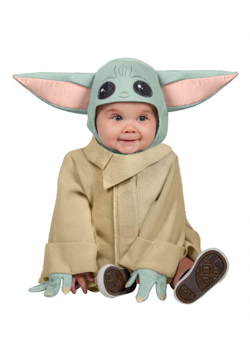 baba Yoda baba The Mandalorian Star Wars zöld és bézs kapucnival és fülekkel