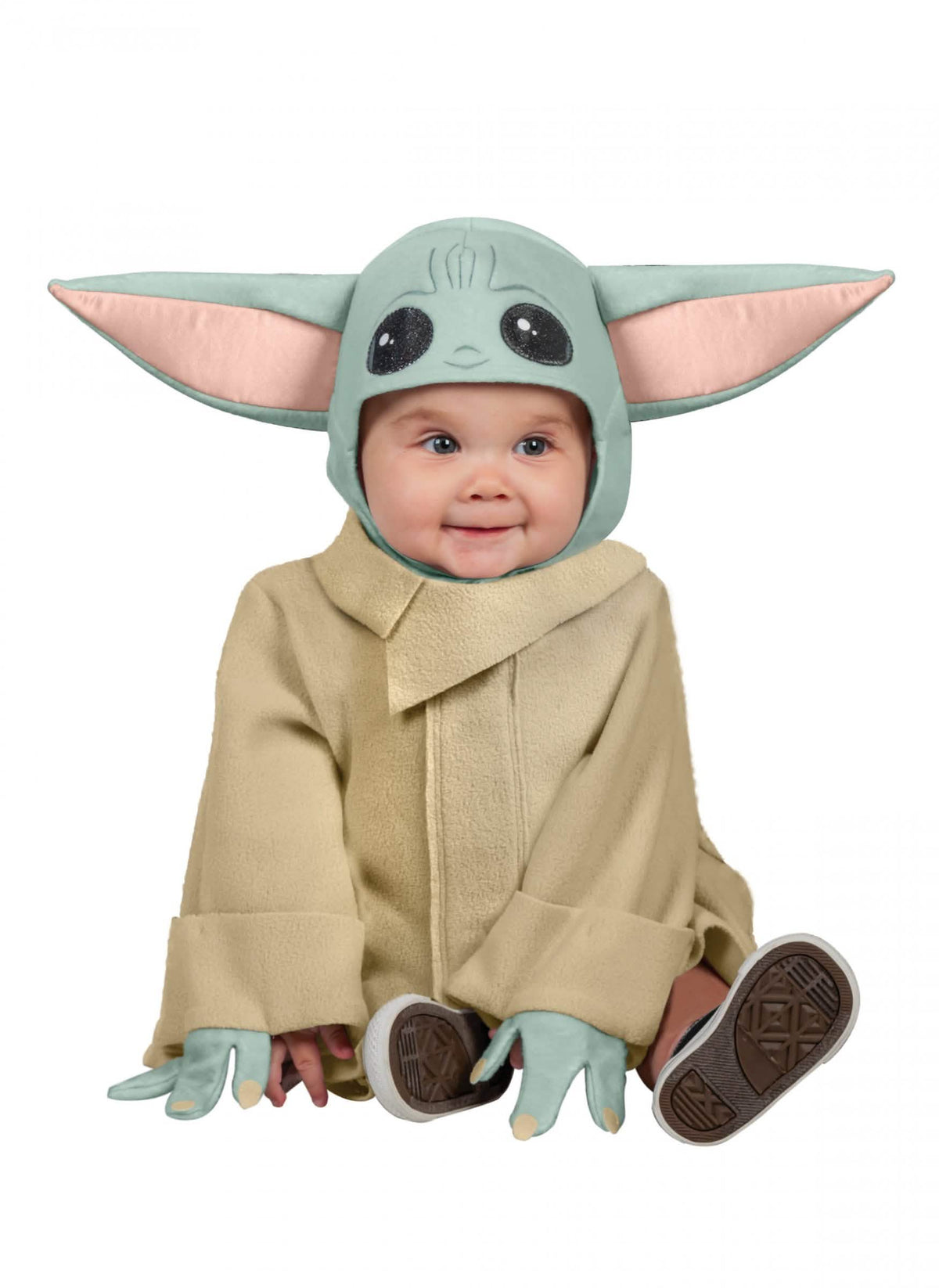 baba Yoda baba The Mandalorian Star Wars zöld és bézs kapucnival és fülekkel