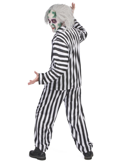 Vue de trois-quarts dos du déguisement Beetlejuice pour homme