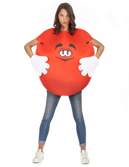 Vue de face du déguisement bonbon rouge