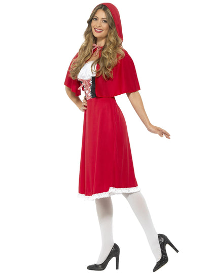 Vue de profil du déguisement chaperon rouge de conte pour femme